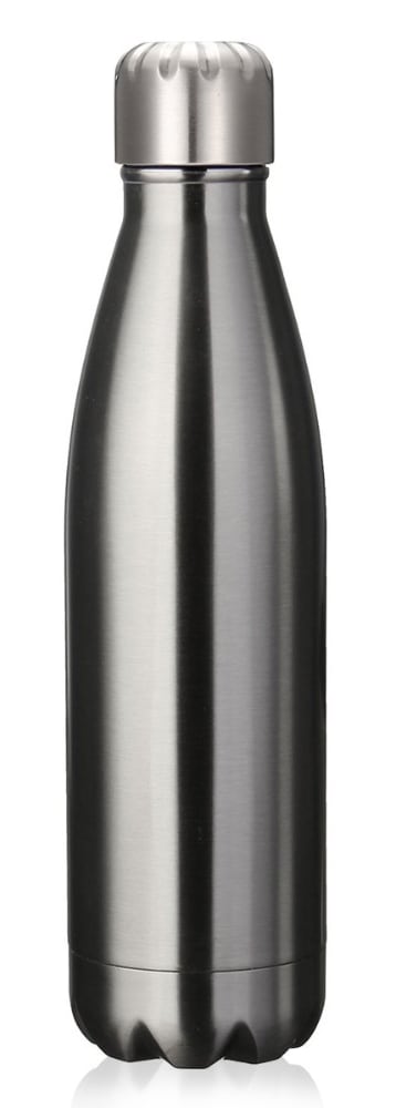 Produits inox : bouteille en inox gris sidéral  sous fond blanc